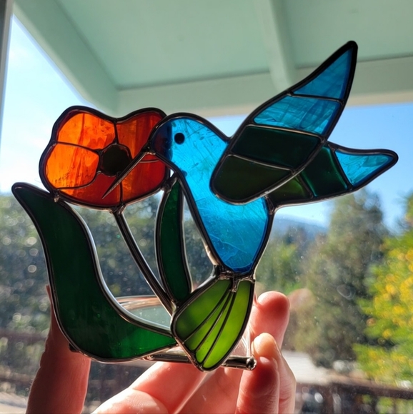 Hummingbird Stainglass Tealight Holder All Occasion/Holiday/Kids/Spring/Summer - Picture 2 of 14